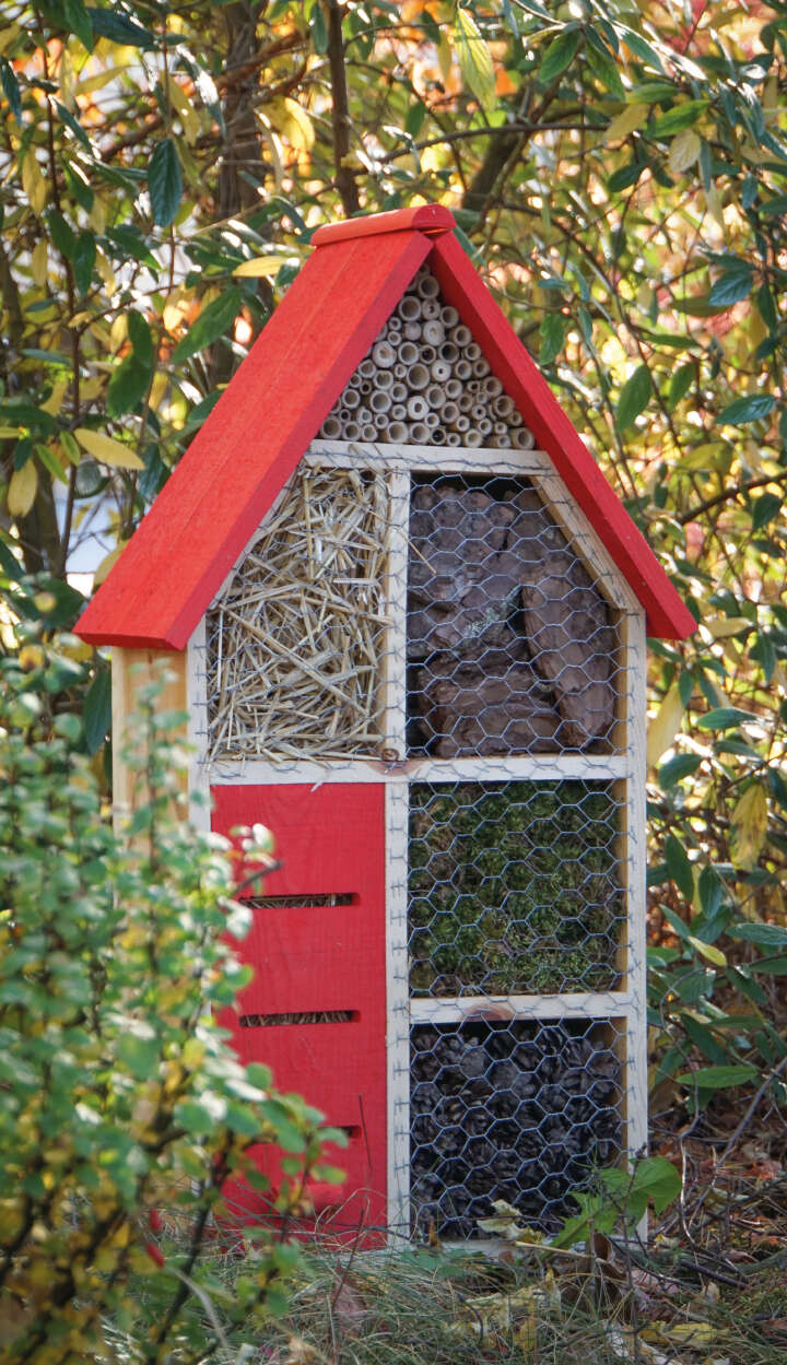 Insektenhotel mit rotem Dach Insektenhotel mit rotem Dach